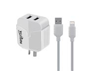 CARGADOR USB DE 2 PUERTOS Y 2,4 AMPER CON CABLE USB IPHONE DE 1M